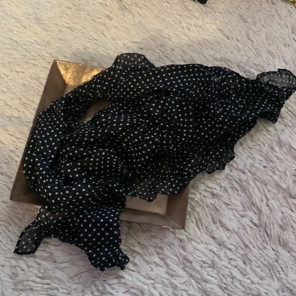 Y2k bebe Black White Silk Polka Dot Print Scarf Belt - Picture 2 of 2